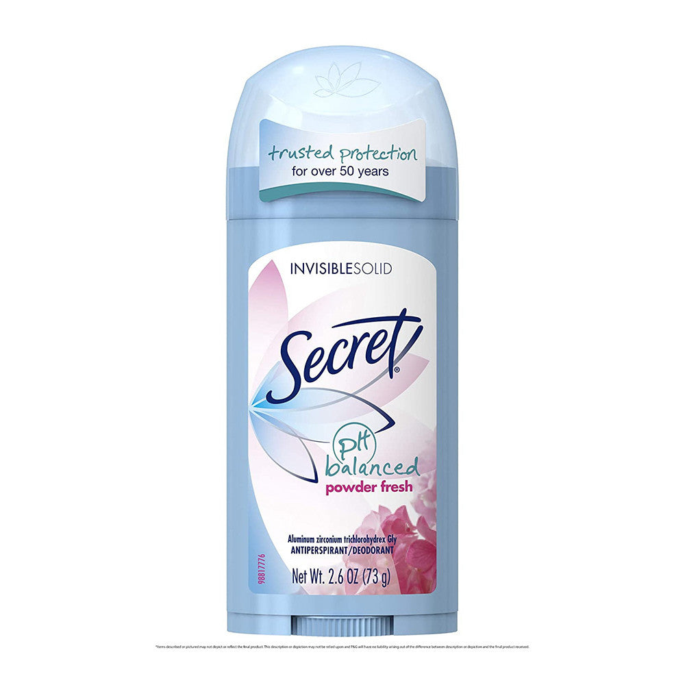 Secret Antiperspirant and Deodorant Invisible Solid, Powder Fresh, 2.6 Oz